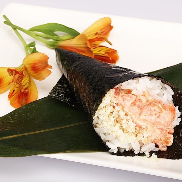 Spicy Crispy Salmon Hand Roll 1pc Sushi Village Ottawa ON